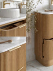 Havana Fluted 1800mm Woodland Oak Floorstanding Curve Vanity