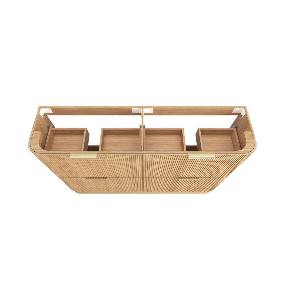 Havana Fluted 1800mm Woodland Oak Floorstanding Curve Vanity