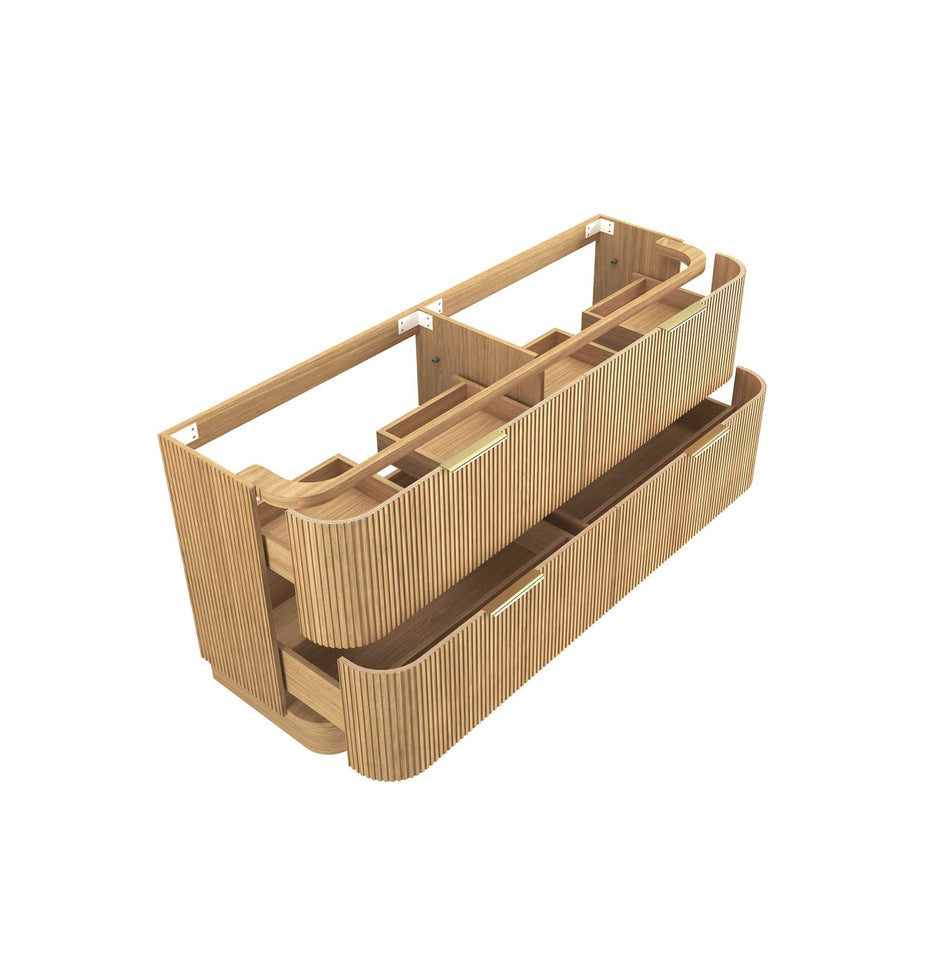 Havana Fluted 1800mm Woodland Oak Floorstanding Curve Vanity