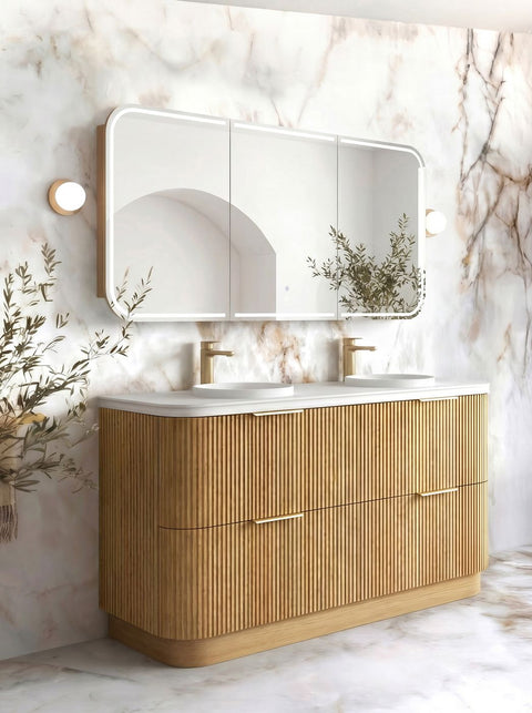 Otti Havana Fluted 1800mm Woodland Oak Floorstanding Curve Vanity