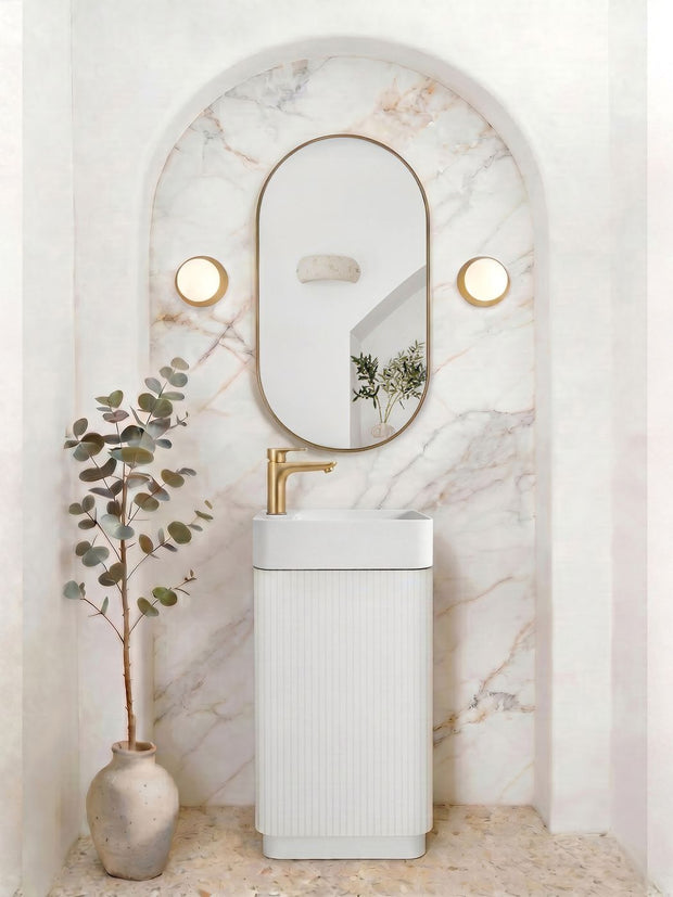 Otti Maxi Space Saver Matte White Curved Floor Standing Vanity