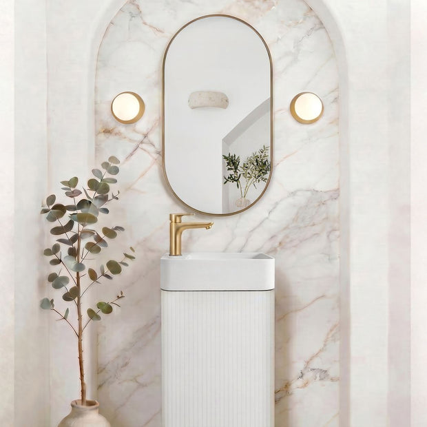 Maxi Space Saver Matte White Curved Floor Standing Vanity
