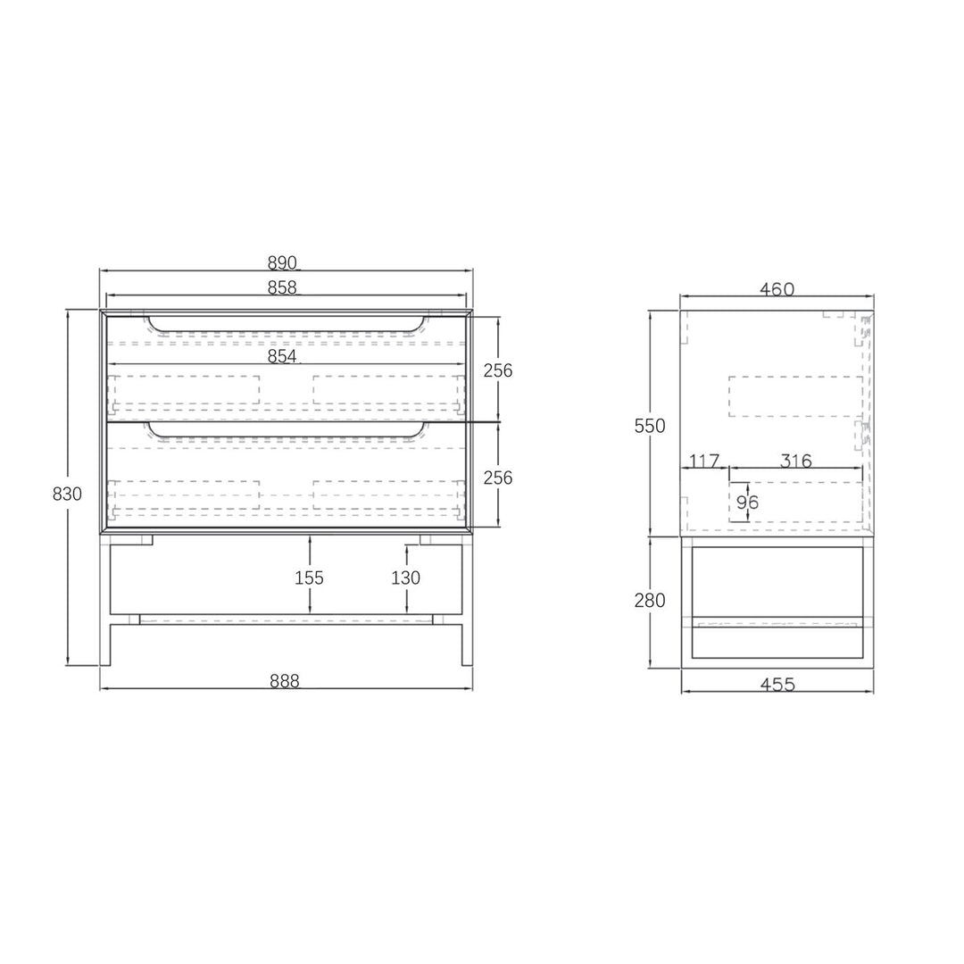 Leg BYRON 900X450 Black Oak LEG-BYRON900B