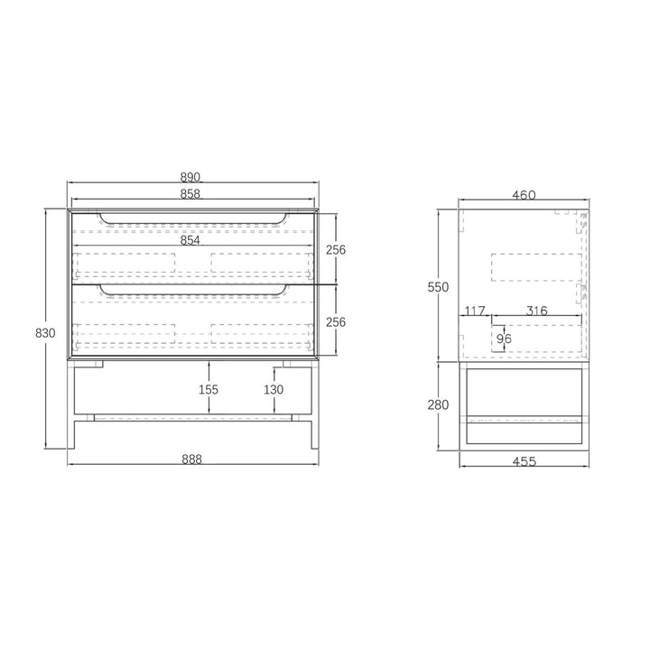 Leg BYRON 900X450 Black Oak LEG-BYRON900B