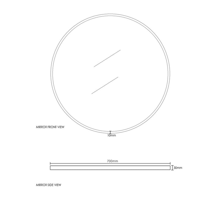 London Brush Gold Frame Mirror 700mm MFM700G