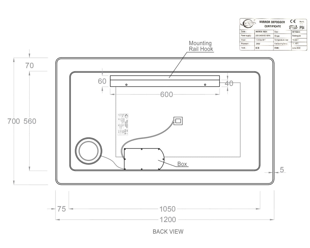 AVALON LED Mirror 1200x700 LED-127