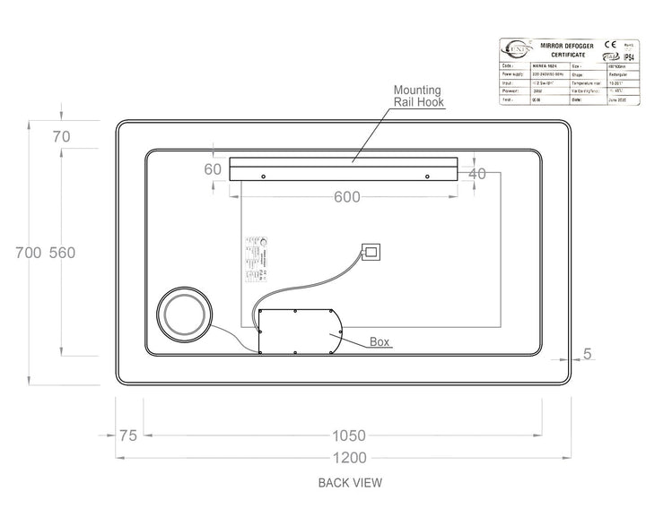 AVALON LED Mirror 1200x700 LED-127