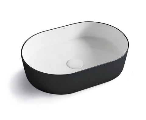 Otti Quay Oval 500x330x120 Matte Black and Gloss White Basin