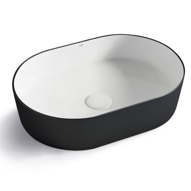 Quay Oval 500x330x120 Matte Black & Gloss White Basin