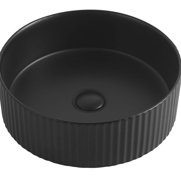 Marlo Round 400x400x125 Matte Black Fluted Basin
