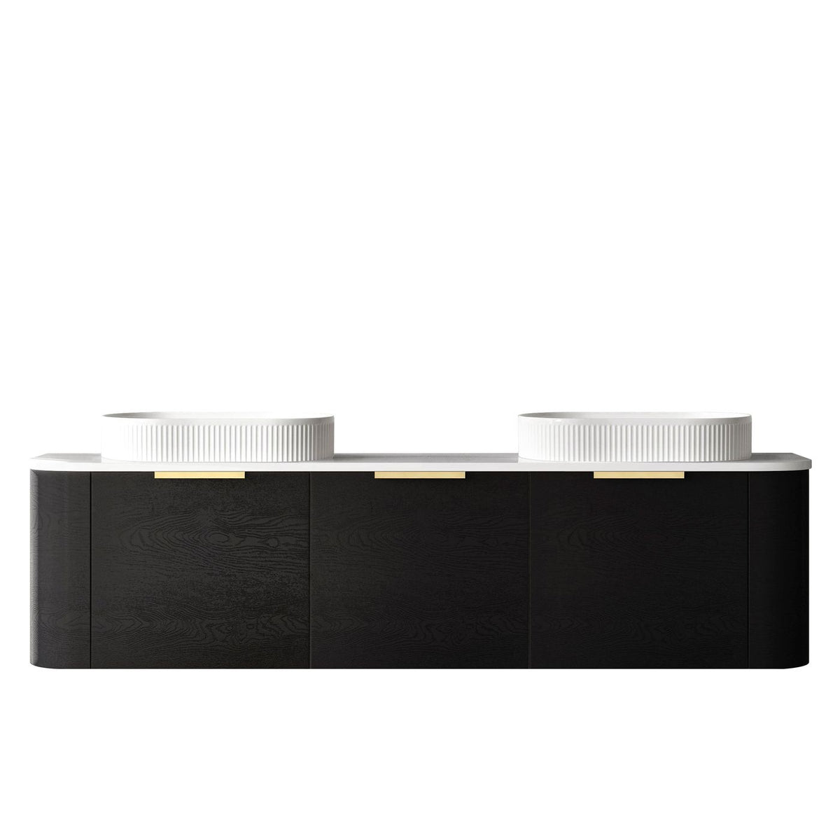 Bondi 1800mm Black Oak Wall Hung Curve Vanity