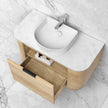 Bondi 900mm Natural Oak Wall Hung Curve Vanity