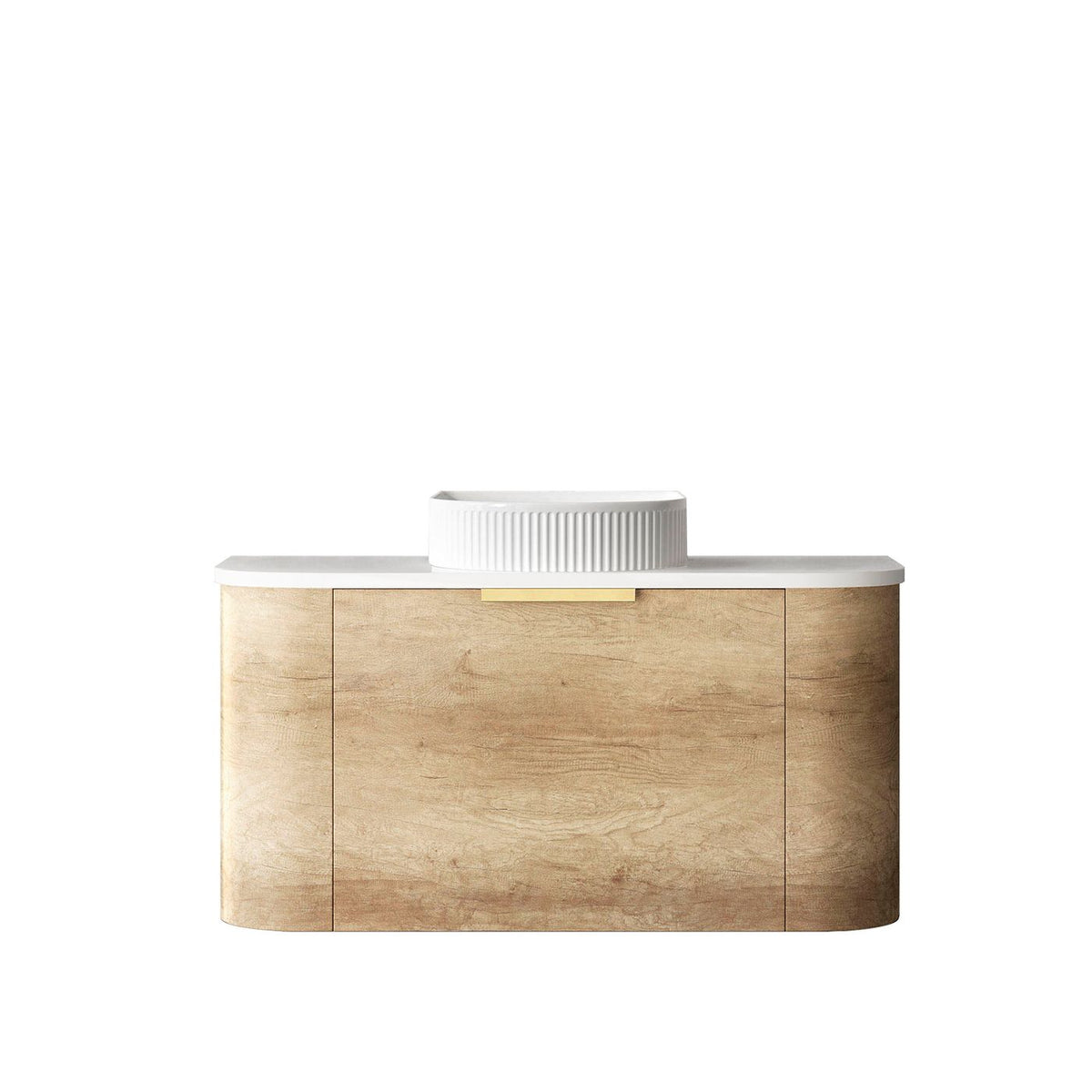 Bondi 900mm Natural Oak Wall Hung Curve Vanity