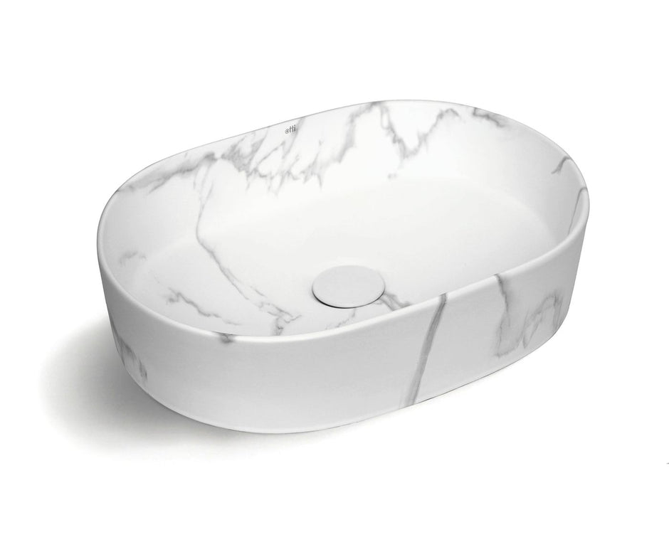 Quay Oval 500x330x120 Matte Carrara Basin