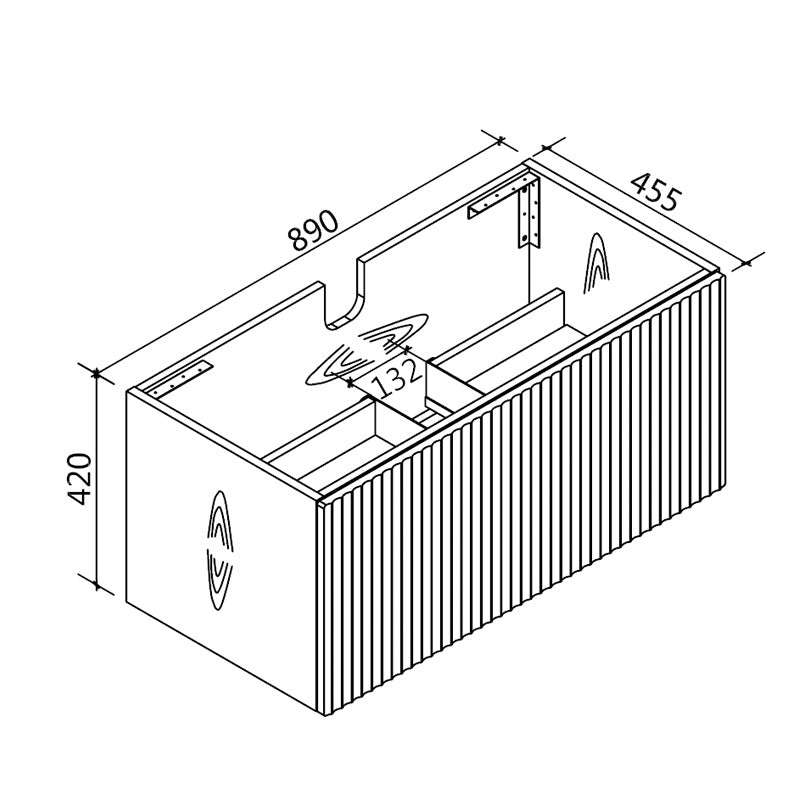 Zenmo Vivo Wall Hung Vanity 900mm line drawing