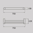 Zenmo Vivo Double Towel Rail 750mm line drawing