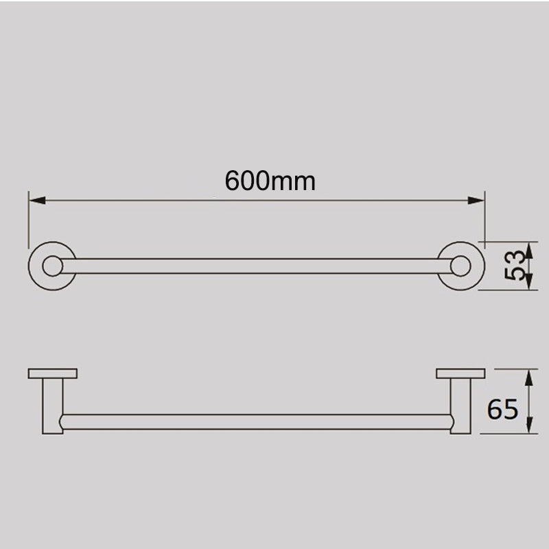 Zenmo Jess 60cm Single Towel Rail line drawing