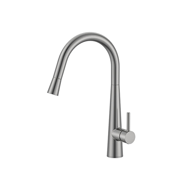 Zenmo Jess Goose Neck Sink Mixer in Brushed Nickel