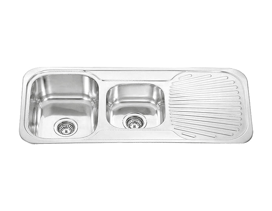 Zenmo Dante 1 and 1/2 Sink with Tap Hole and Drainer in Stainless Steel