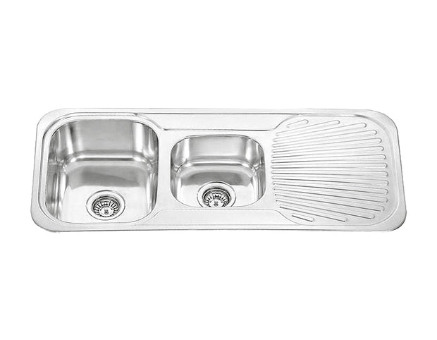 Zenmo Dante 1 and 1/2 Sink with Tap Hole and Drainer in Stainless Steel
