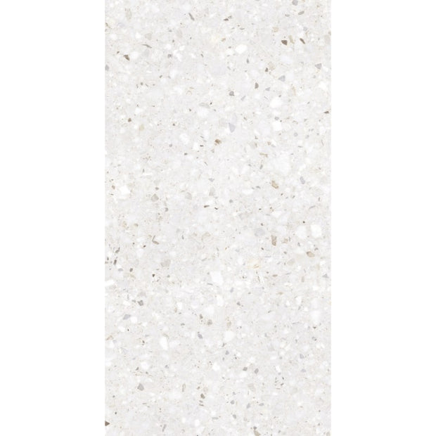 Frammenta Bianco Polished Terrazzo Look Porcelain Tiles 300x600mm tile