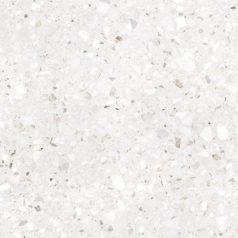 Frammenta Bianco Polished Terrazzo Look Porcelain Tiles 600x600mm tile