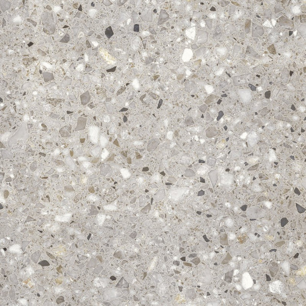 Frammenta Taupe Polished Terrazzo Look Porcelain Tiles 600x600mm tile