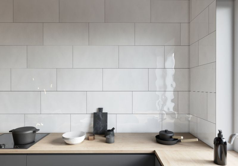 Gelato White Wavy Gloss Ceramic Tiles in a room setting