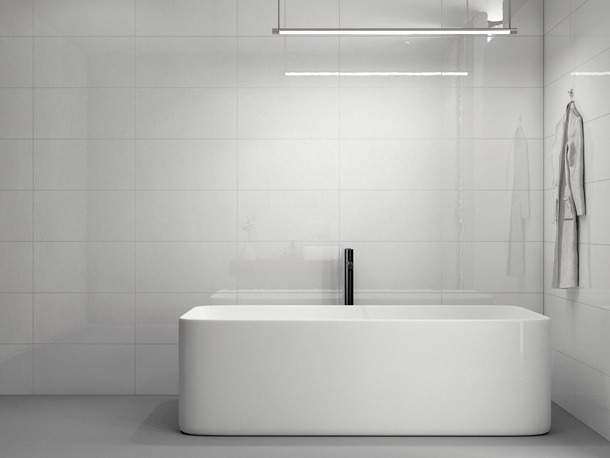 Gelato White Wavy Gloss Ceramic Tiles in a room setting