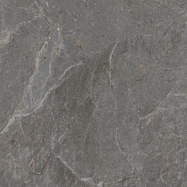Genesis Storm Charcoal Matt Stone Look Porcelain Tiles 600x600mm tile