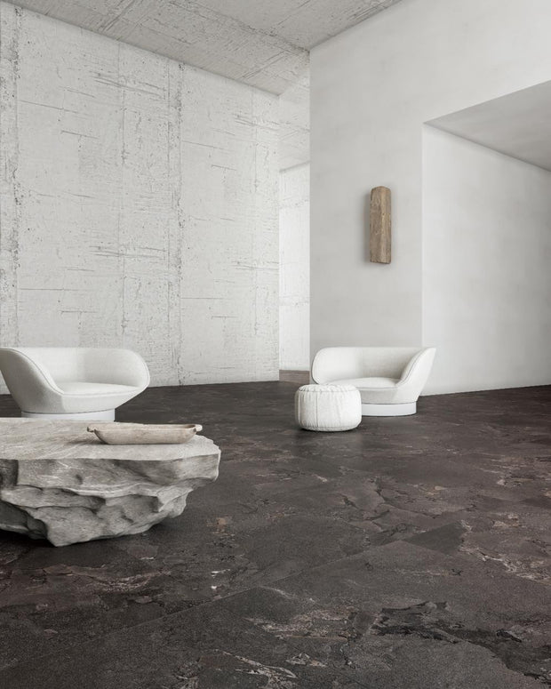 Geo Stone Black Matt Stone Look Porcelain Tiles 600x1200mm in a room setting