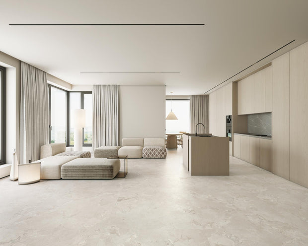 Geo Stone Chalk Matt Stone Look Porcelain Tiles in a room setting