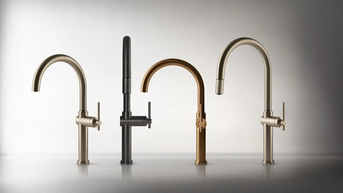 Gessi Habito Goose Neck Pull Out Mixer Gessi Habito range in brushed finishes