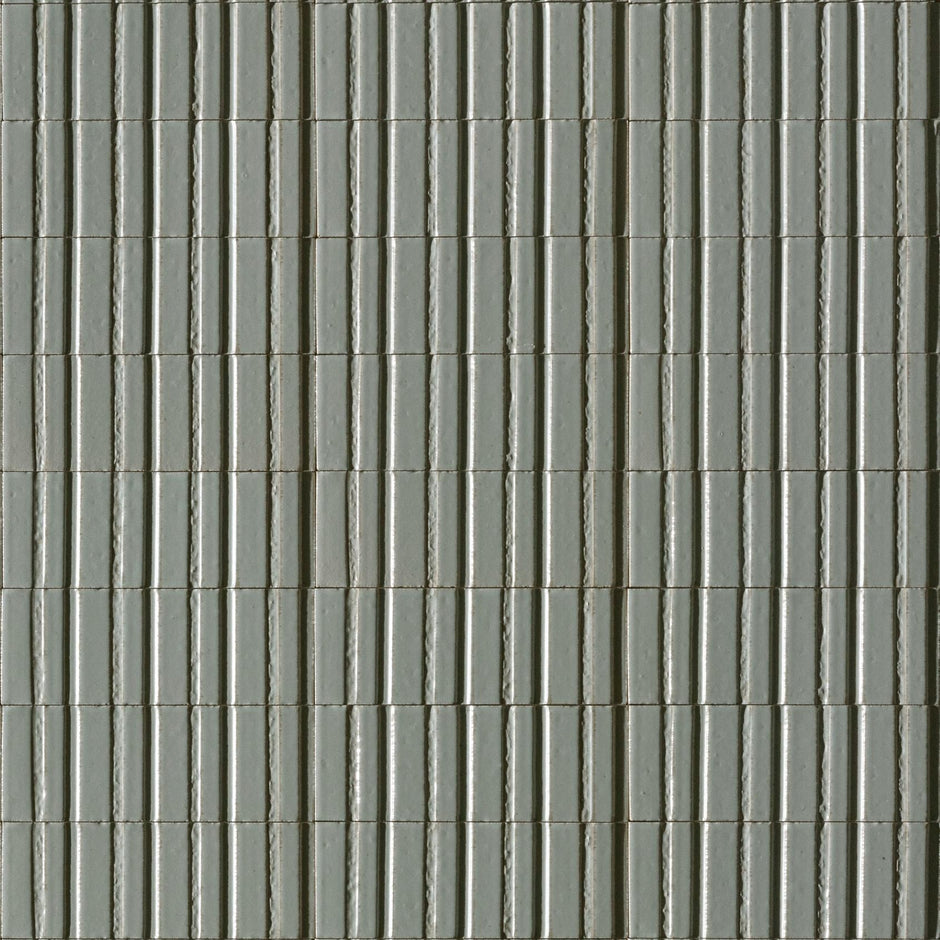 Glace Avio 3D Structured Gloss Porcelain Subway Tiles in a room setting