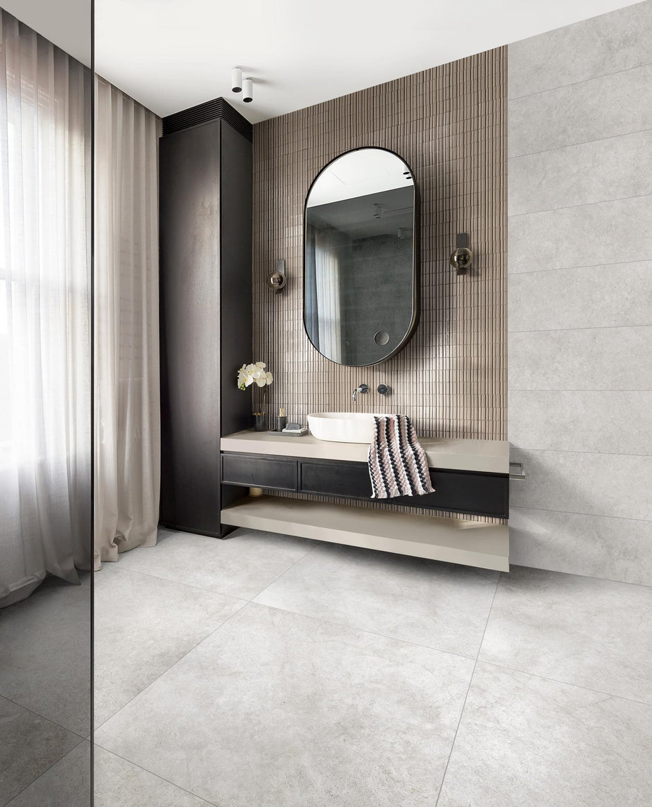 Glace Mastice 3D Structured Gloss Porcelain Subway Tiles in a room setting