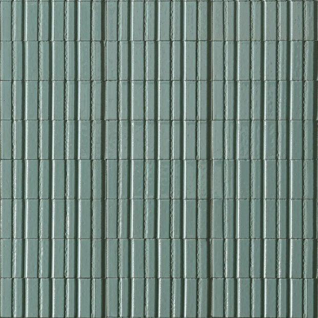 Glace Turchese 3D Structured Gloss Porcelain Subway Tiles in a room setting