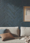 Graffiti Blue Satin Porcelain Subway Tiles in a room setting