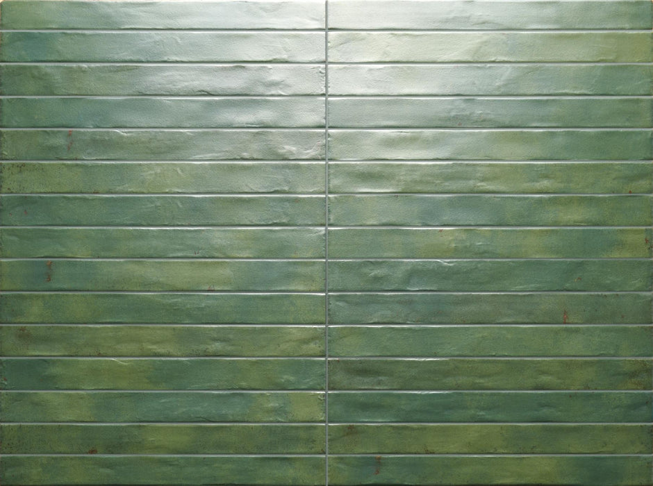 Graffiti Green Satin Porcelain Subway Tiles tile