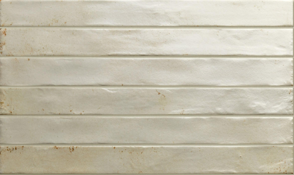 Graffiti Ivory Satin Porcelain Subway Tiles in a room setting