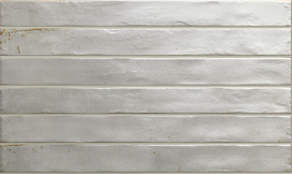 Graffiti Light Grey Satin Porcelain Subway Tiles in a room setting
