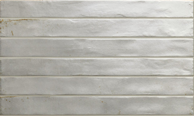 Graffiti Light Grey Satin Porcelain Subway Tiles in a room setting
