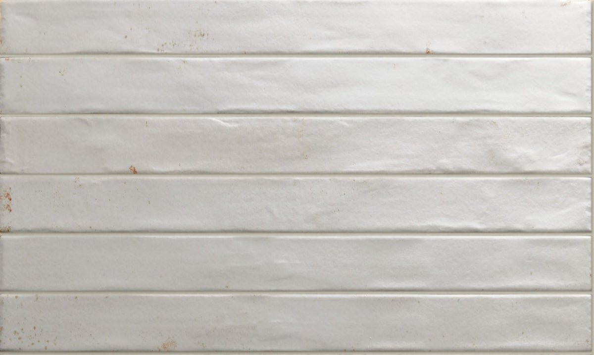 Graffiti White Satin Porcelain Subway Tiles in a room setting