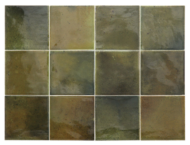Hanoi Wild Olive Gloss Ceramic Tiles 100x100mm tile