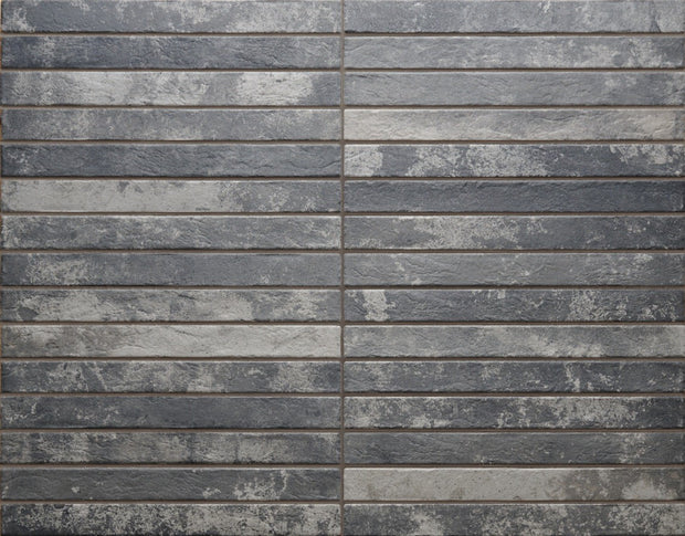 Harlem Dark Grey Brick Matt Porcelain Subway Tiles in a room setting