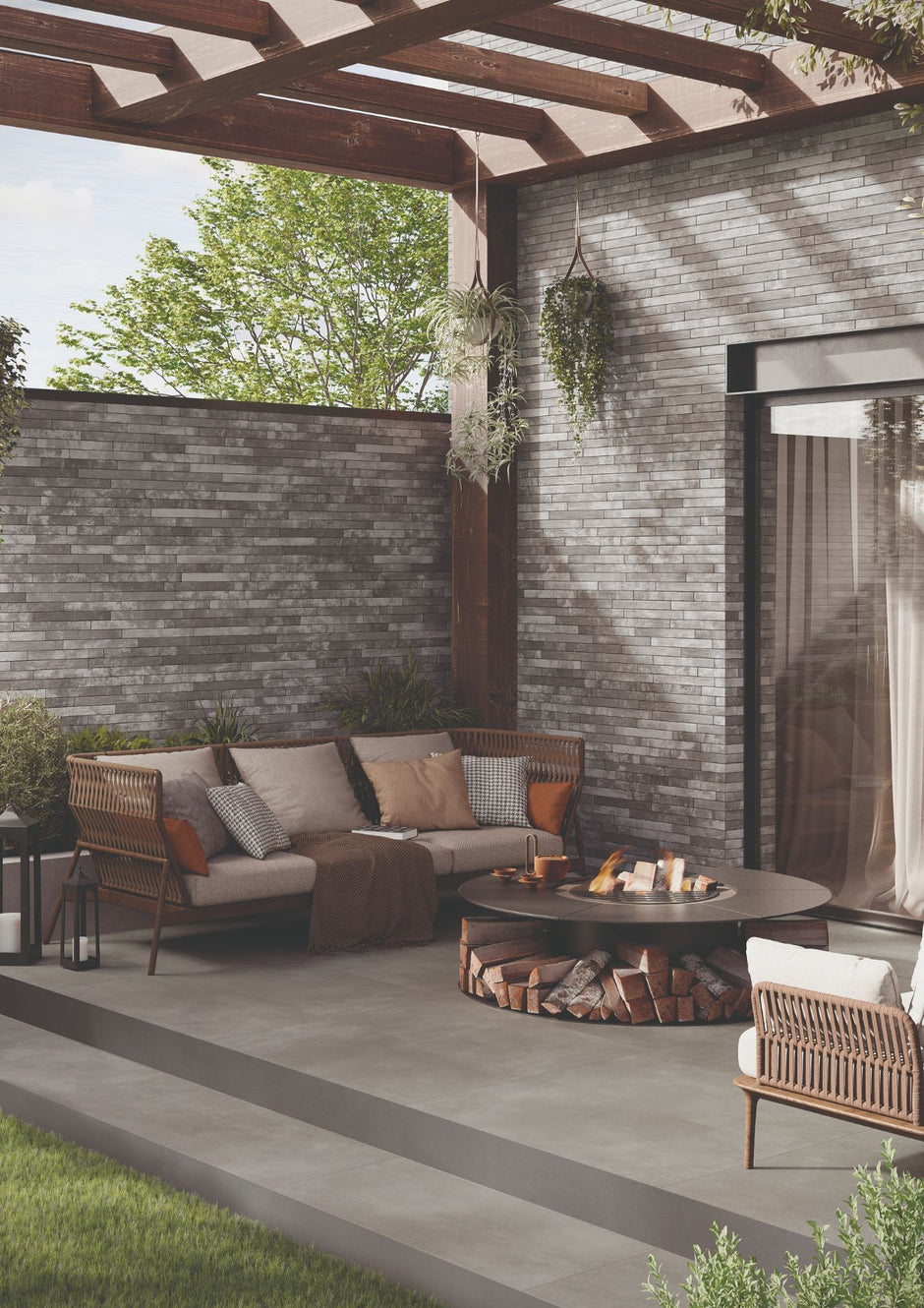 Harlem Dark Grey Brick Matt Porcelain Subway Tiles in a room setting