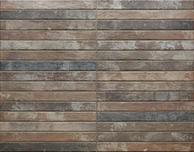 Harlem Multicolor Brick Matt Porcelain Subway Tiles in a room setting