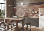 Harlem Red Brick Matt Porcelain Subway Tiles in a room setting