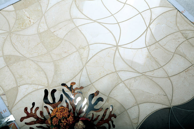 Hip Hop Botticino Natural Stone Mosaic in a room setting