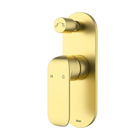 Ikon Kara Wall Mixer Diverter in Brushed Gold