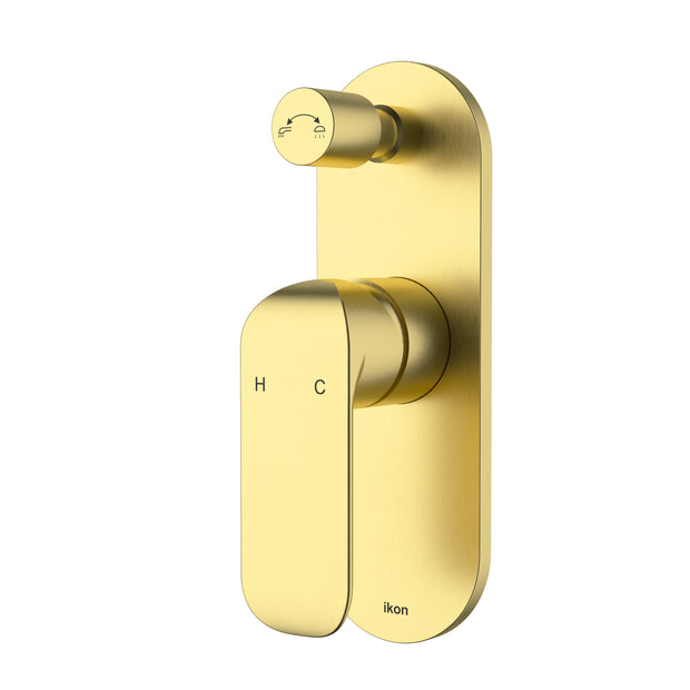 Ikon Kara Wall Mixer Diverter in Brushed Gold